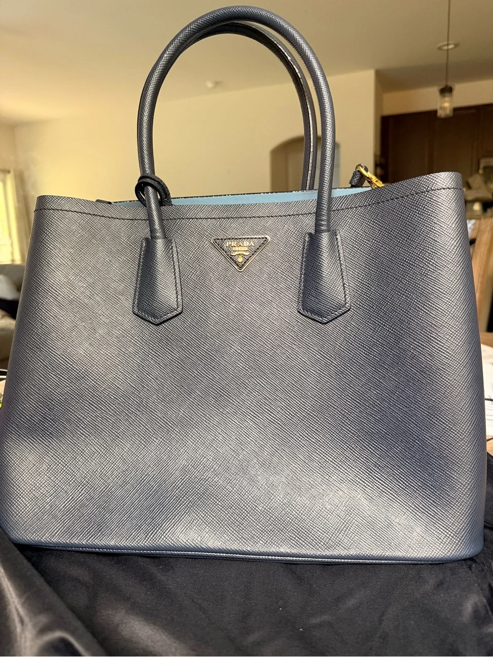 Authentic Prada Saffiano Cuir Medium Double Tote Bag